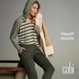 CAbi Olive Green & Oatmeal Striped Playoff Hoodie 3995